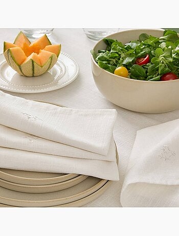 Lot de 4 serviettes de table en coton brodé JOY