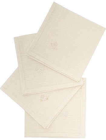Lot de 4 serviettes de table en coton brodé JOY