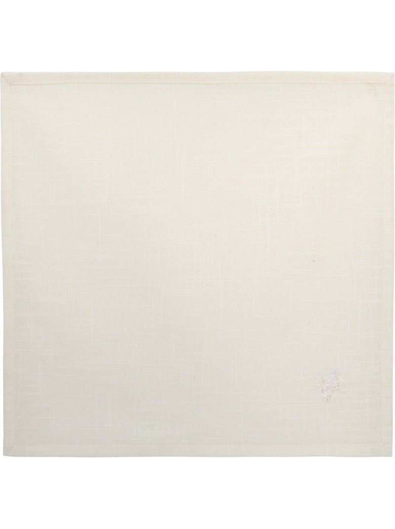 Lot de 4 serviettes de table en coton brodé JOY Blanc - Kiabi