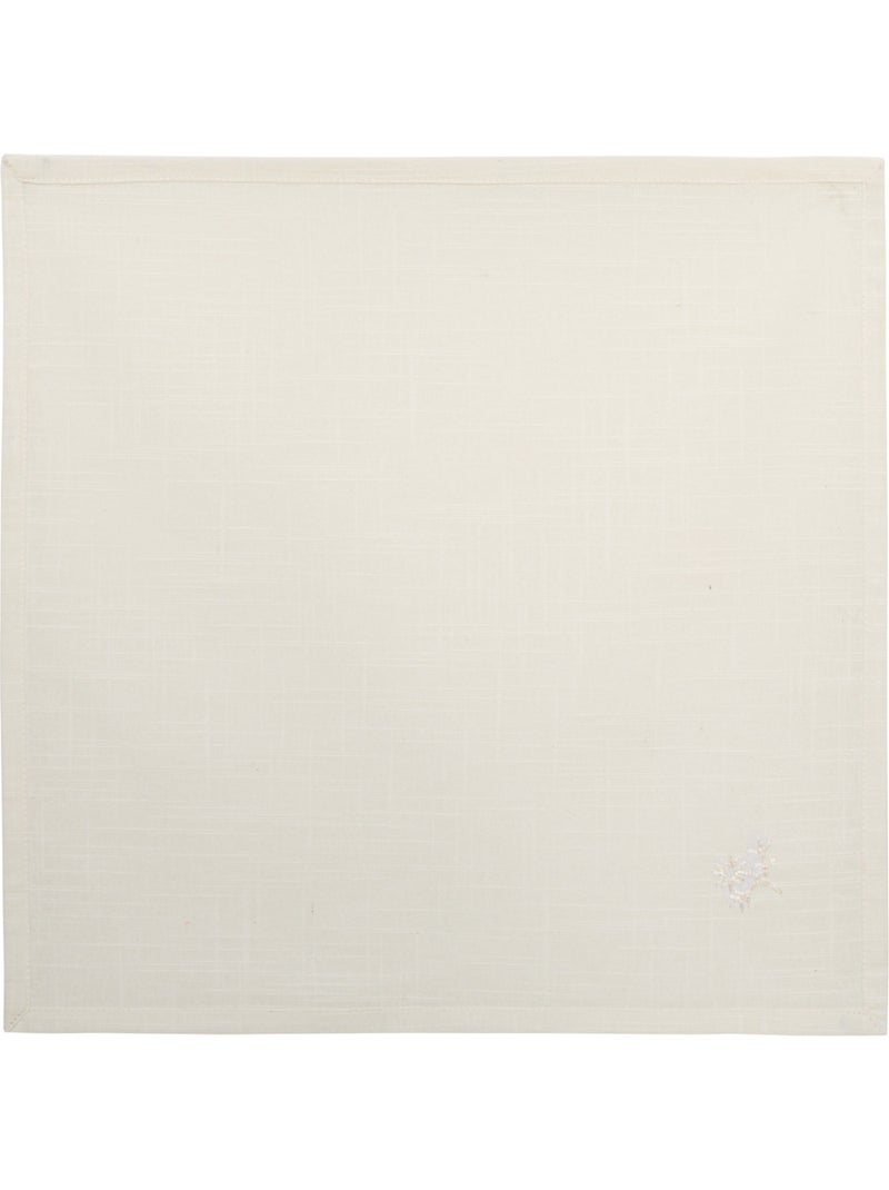 Lot de 4 serviettes de table en coton brodé JOY Blanc - Kiabi