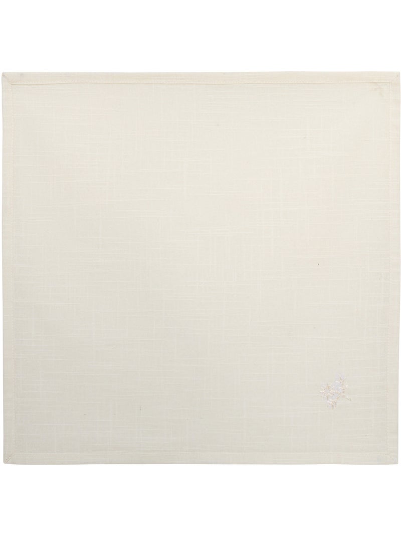 Lot de 4 serviettes de table en coton brodé JOY Blanc - Kiabi