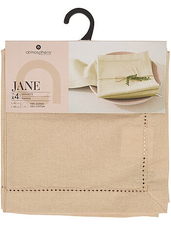 Lot de 4 serviettes de table en coton JANE