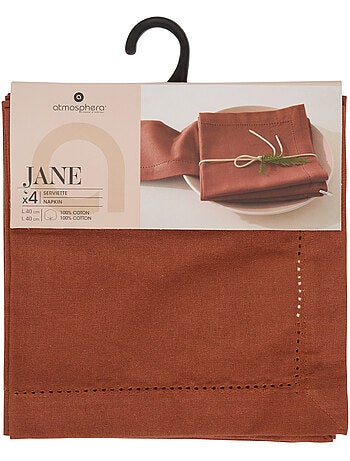 Lot de 4 serviettes de table en coton JANE