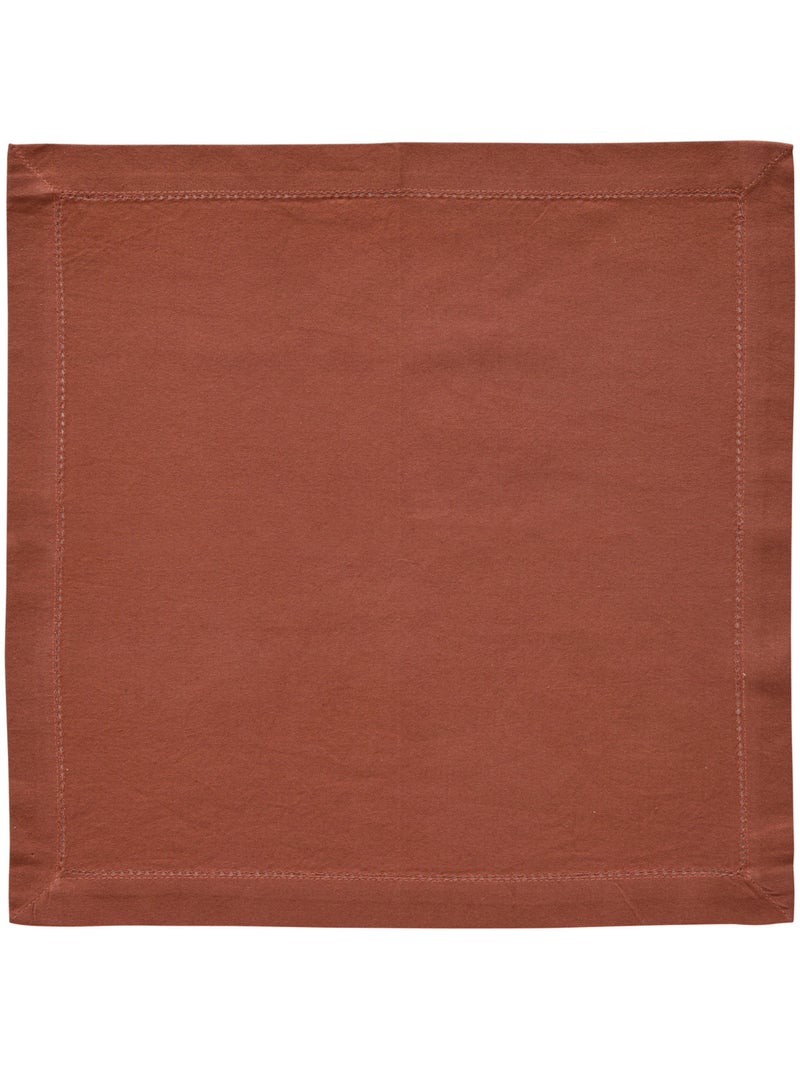 Lot de 4 serviettes de table en coton JANE Terracotta - Kiabi
