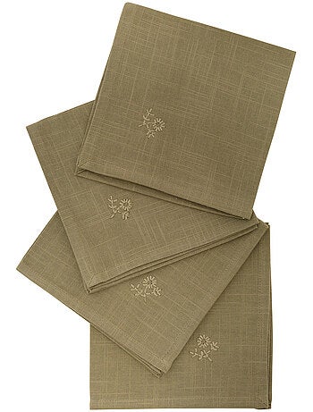Lot de 4 serviettes de table en coton brodé joy