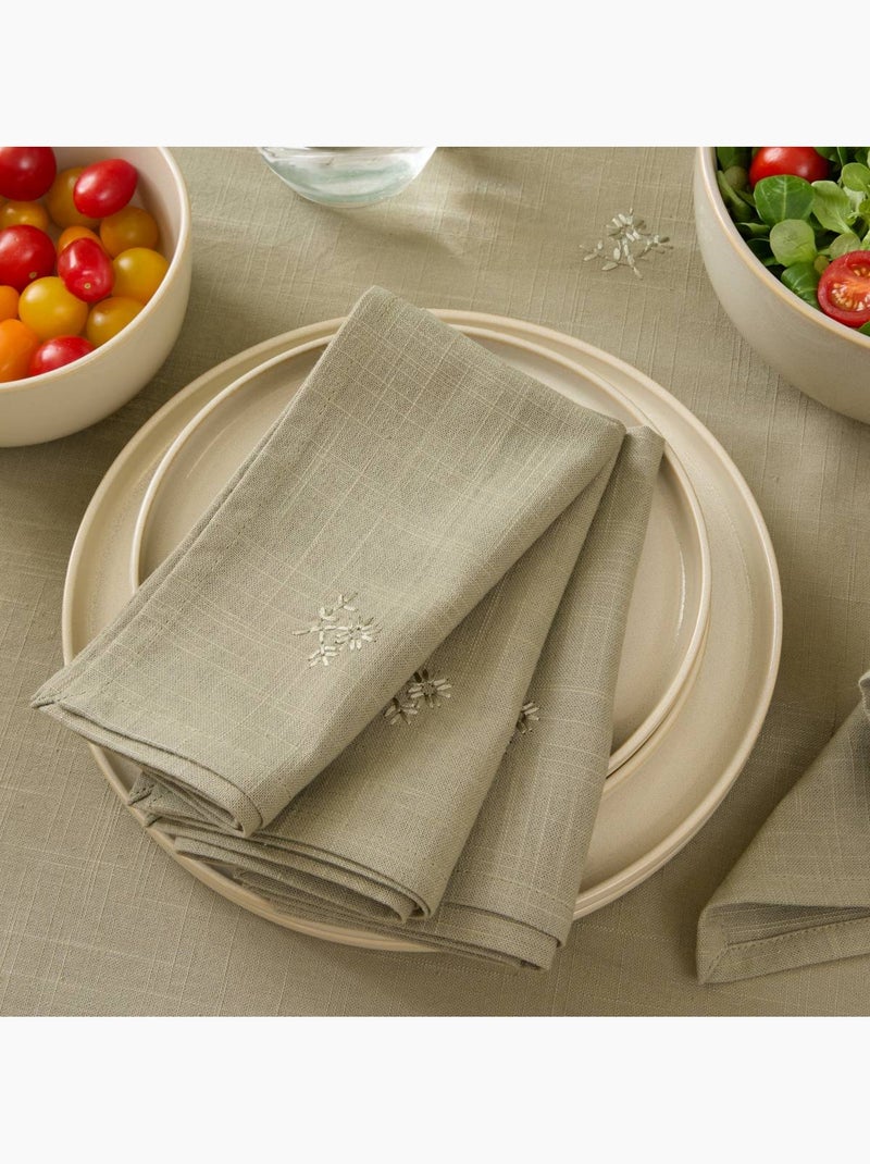 Lot de 4 serviettes de table en coton JOY Kaki - Kiabi