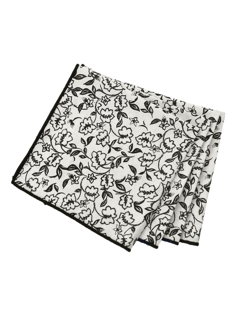 Lot de 4 serviettes de table motif fleuri Ecru - Kiabi