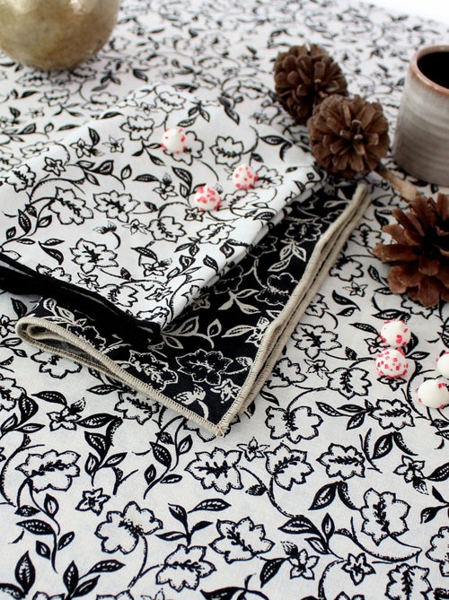 Lot de 4 serviettes de table motif fleuri - Kiabi