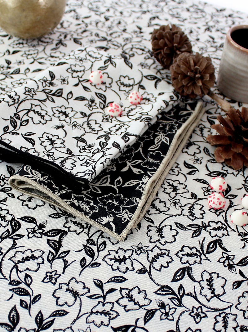 Lot de 4 serviettes de table motif fleuri Ecru - Kiabi