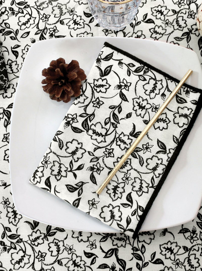 Lot de 4 serviettes de table motif fleuri Ecru - Kiabi