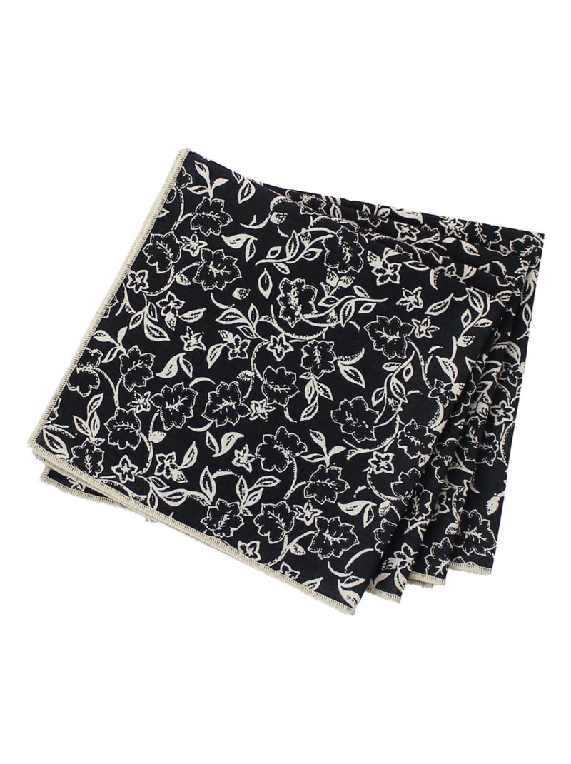Lot de 4 serviettes de table motif fleuri Noir - Kiabi