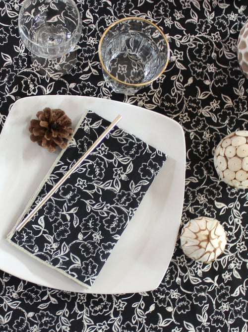 Lot de 4 serviettes de table motif fleuri - Kiabi
