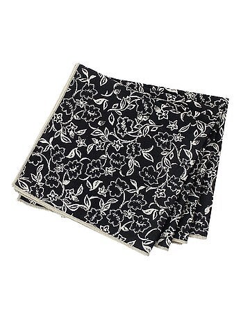Lot de 4 serviettes de table noires avec lignes écrues LINETTE - 40 x 40 cm
