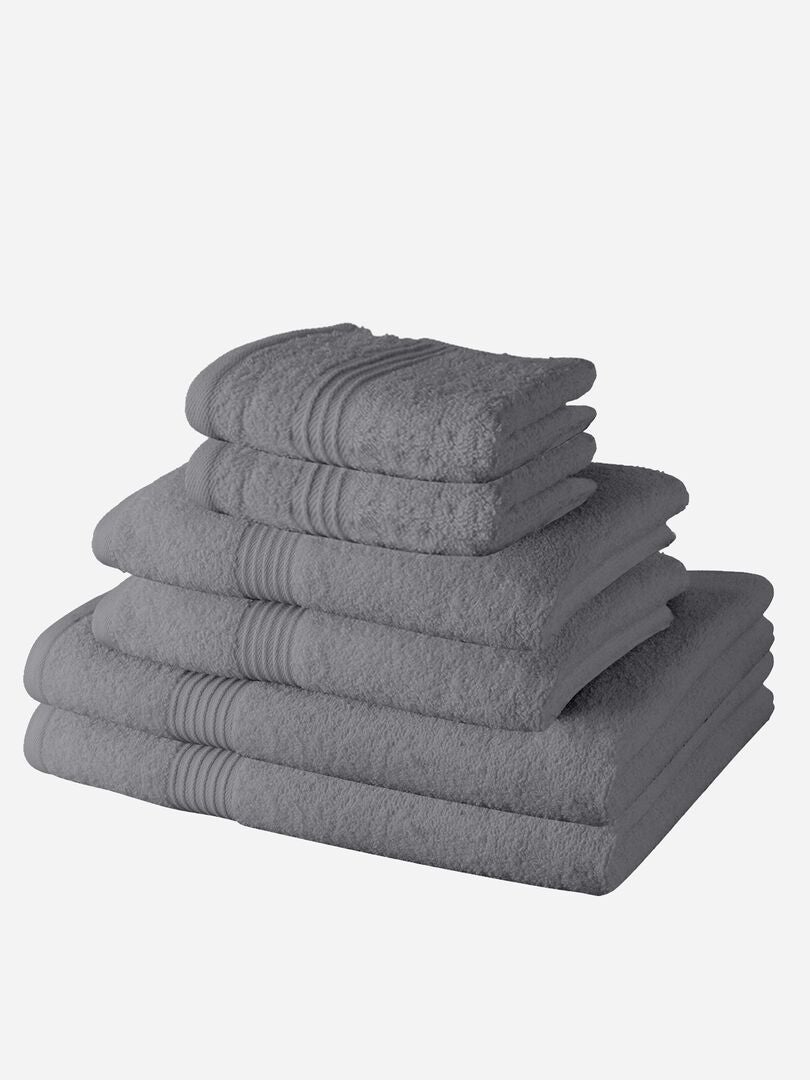 Lot de 4 serviettes et 2 draps de bain Gris - Kiabi