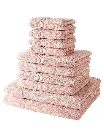 Lot de 4 serviettes invit? + 4 serviettes de bain + 2 draps de bain coton uni ESSENTIAL