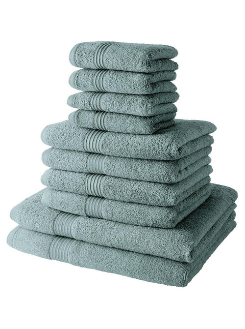 Lot de 4 serviettes invit? + 4 serviettes de bain + 2 draps de bain coton uni ESSENTIAL - Kiabi