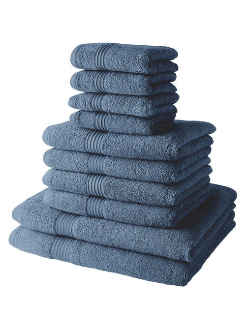 Lot de 4 serviettes invité + 4 serviettes de bain + 2 draps de bain coton uni ESSENTIAL - Kiabi