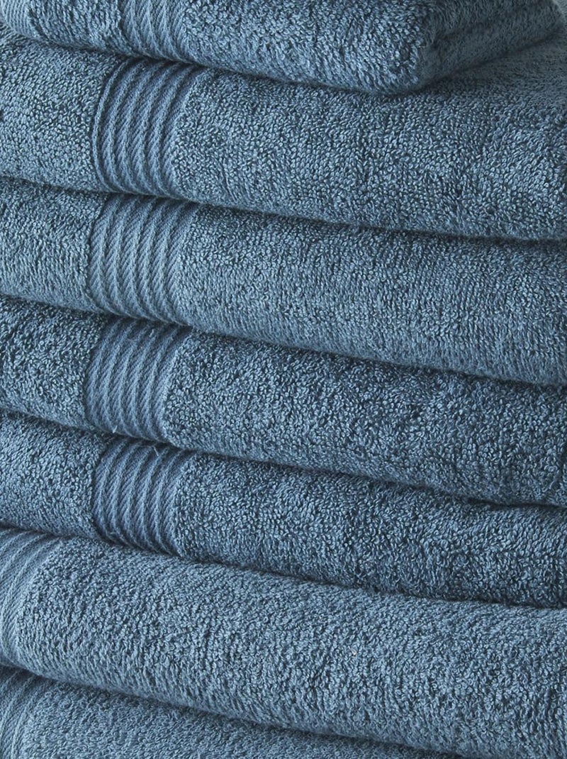 Lot de 4 serviettes invité + 4 serviettes de bain + 2 draps de bain coton uni ESSENTIAL Bleu pétrole - Kiabi