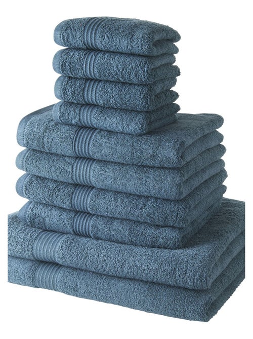 Lot de 4 serviettes invité + 4 serviettes de bain + 2 draps de bain coton uni ESSENTIAL - Kiabi