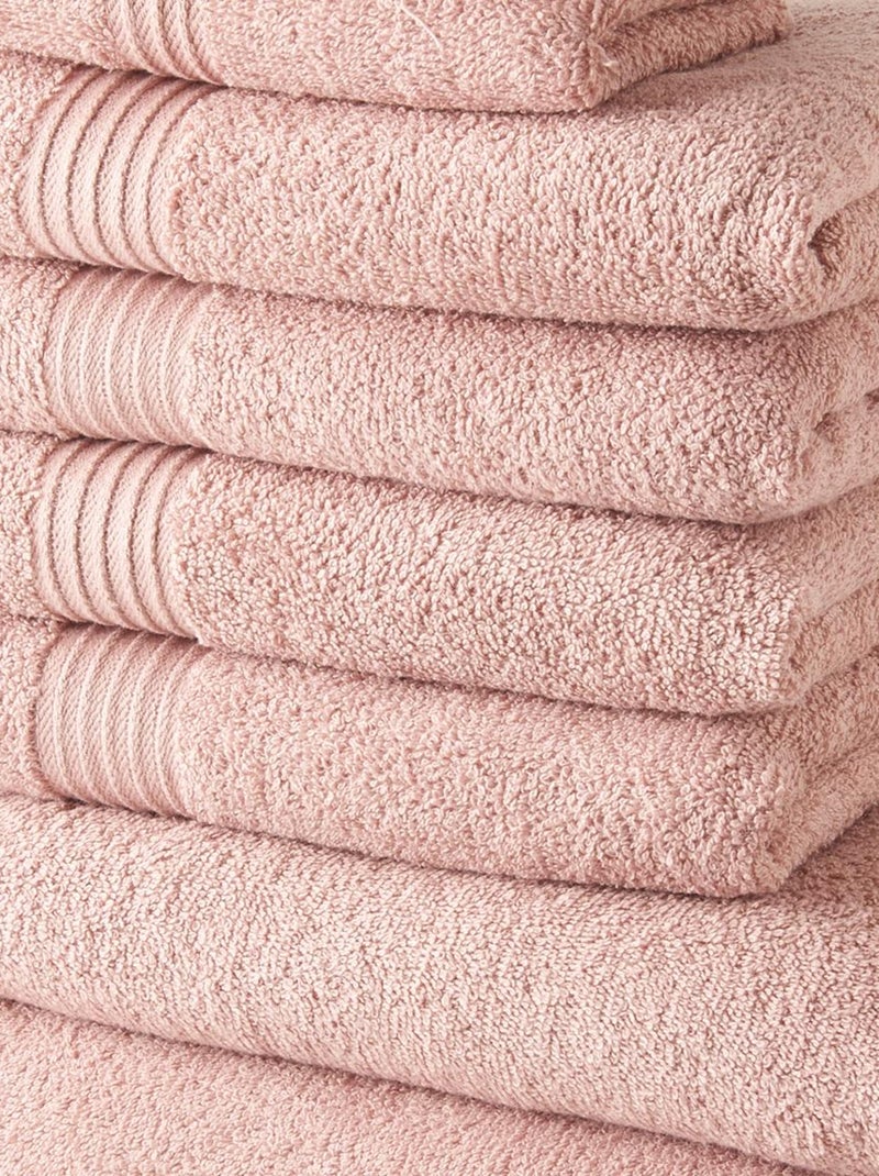 Lot de 4 serviettes invité + 4 serviettes de bain + 2 draps de bain coton uni ESSENTIAL Rose - Kiabi