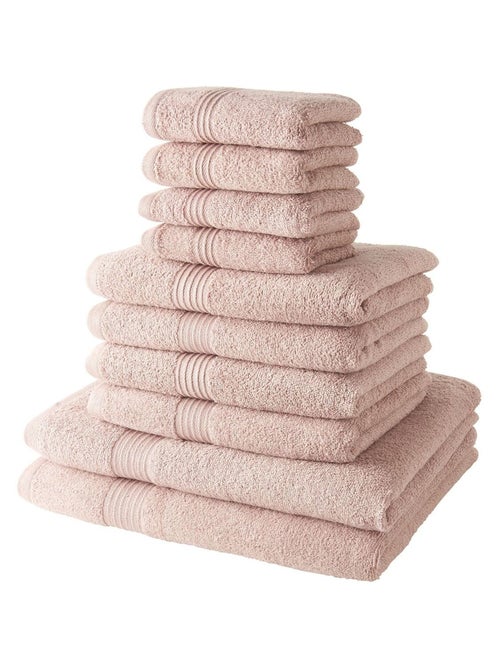Lot de 4 serviettes invité + 4 serviettes de bain + 2 draps de bain coton uni ESSENTIAL - Kiabi