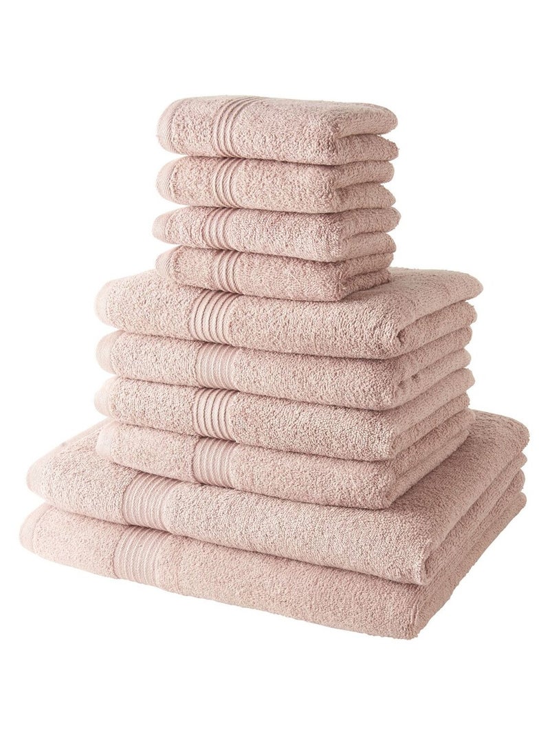 Lot de 4 serviettes invité + 4 serviettes de bain + 2 draps de bain coton uni ESSENTIAL Rose - Kiabi
