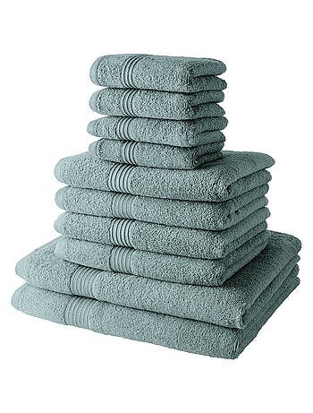 Lot de 4 serviettes invité + 4 serviettes de bain + 2 draps de bain coton uni ESSENTIAL