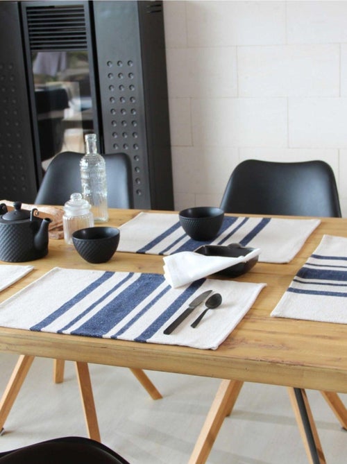 Lot de 4 Sets de table coton épais Rustique - Kiabi