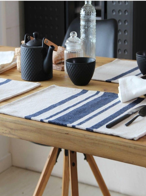 Lot de 4 Sets de table coton épais Rustique - Kiabi Lot de 4 Sets de table coton épais Rustique - Kiabi