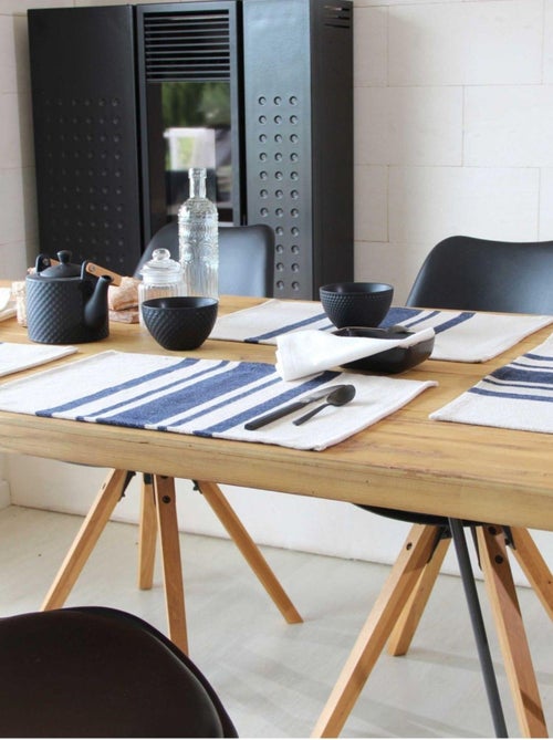 Lot de 4 Sets de table coton épais Rustique - Kiabi Lot de 4 Sets de table coton épais Rustique - Kiabi