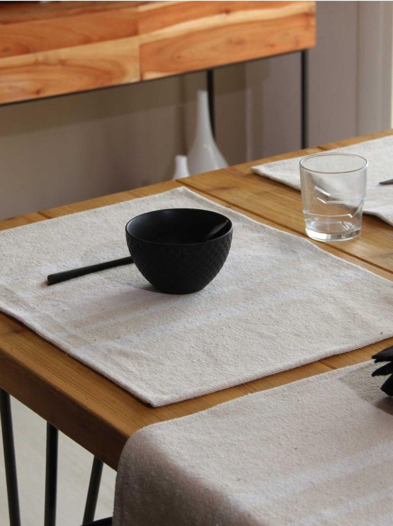 Lot de 4 Sets de table coton épais Rustique Ecru - Kiabi