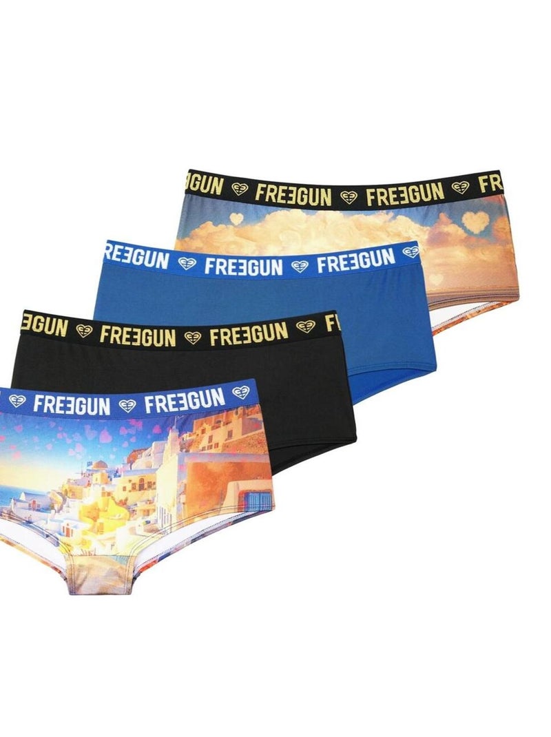 Lot de 4 Shortys fille Miss Freegun Freegun Bleu - Kiabi