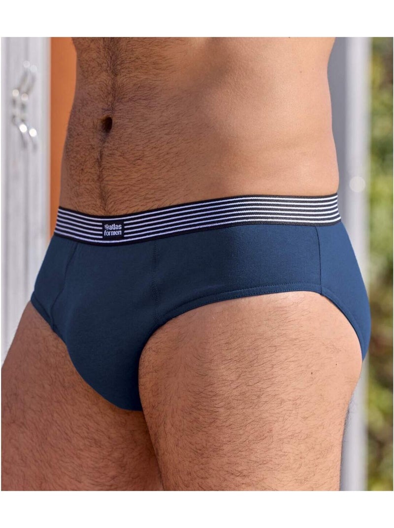 Lot de 4 slips confort unis   - atlas for men Bleu Rouge - Kiabi