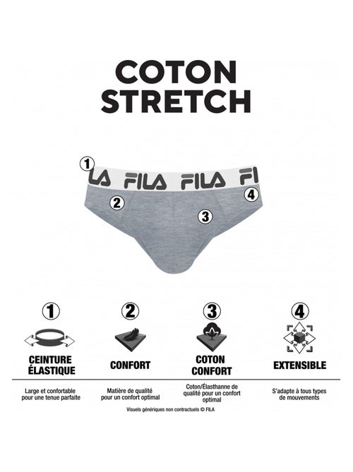 Lot de 4 slips coton homme Fila FU5015 Fila - Kiabi Lot de 4 slips coton homme Fila FU5015 Fila - Kiabi
