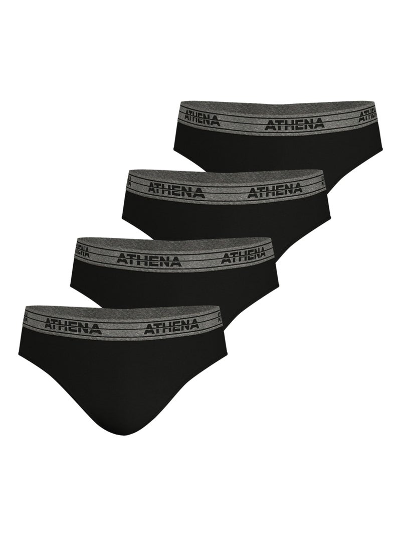 Lot de 4 slips Eco Pack Basic Coton Athena Noir Noir - Kiabi