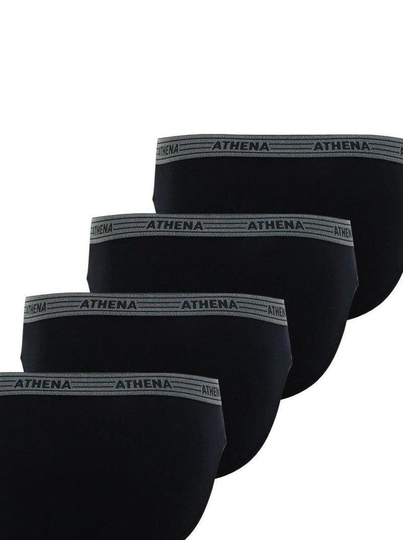 Lot de 4 slips Ecopack Basic Coton Athena Noir - Kiabi