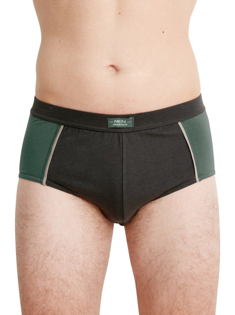 Lot de 4 slips fermés taille haut - DAXON Vert/Marron - Kiabi