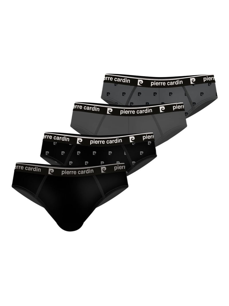 Lot de 4 slips homme Class Pierre Cardin Noir Gris - Kiabi