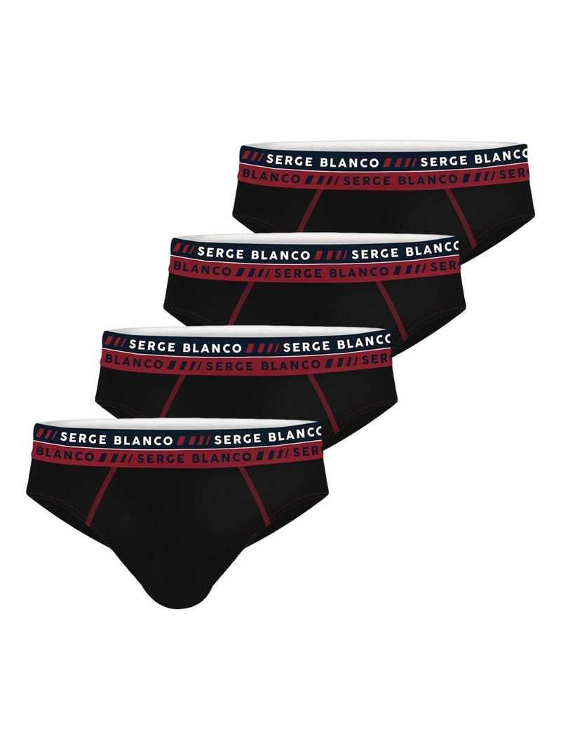 Lot de 4 slips homme en coton French Serge Blanco Noir - Kiabi