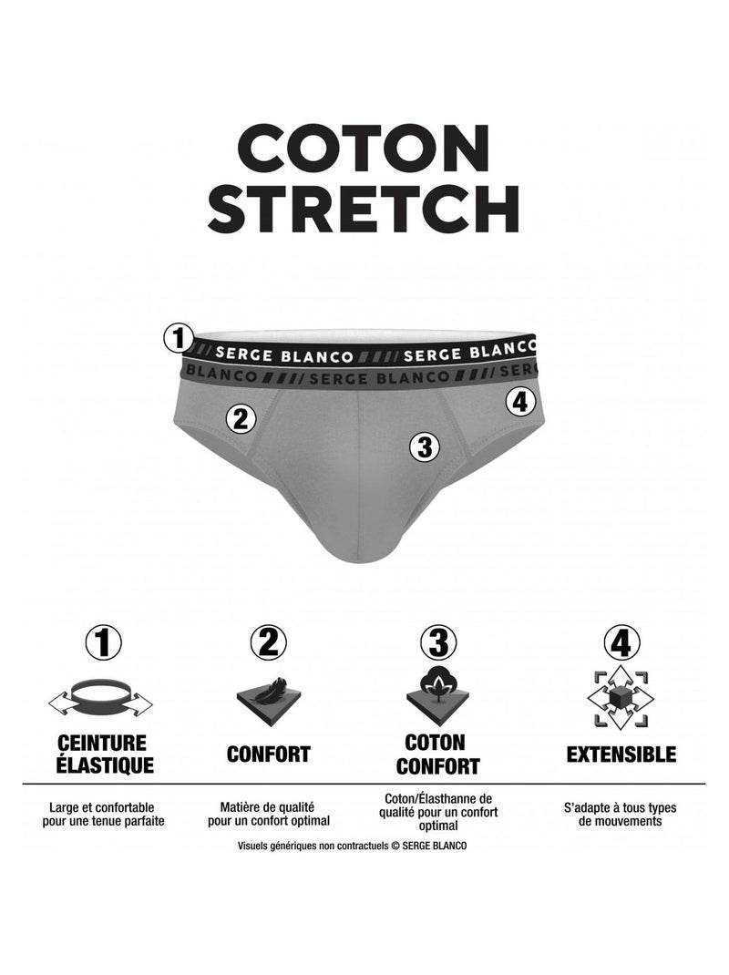 Lot de 4 slips homme en coton French Serge Blanco Noir - Kiabi
