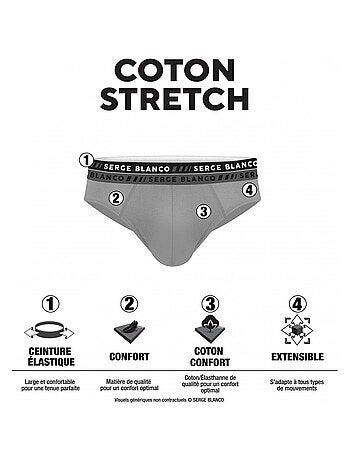 Lot de 4 slips homme en coton French Serge Blanco