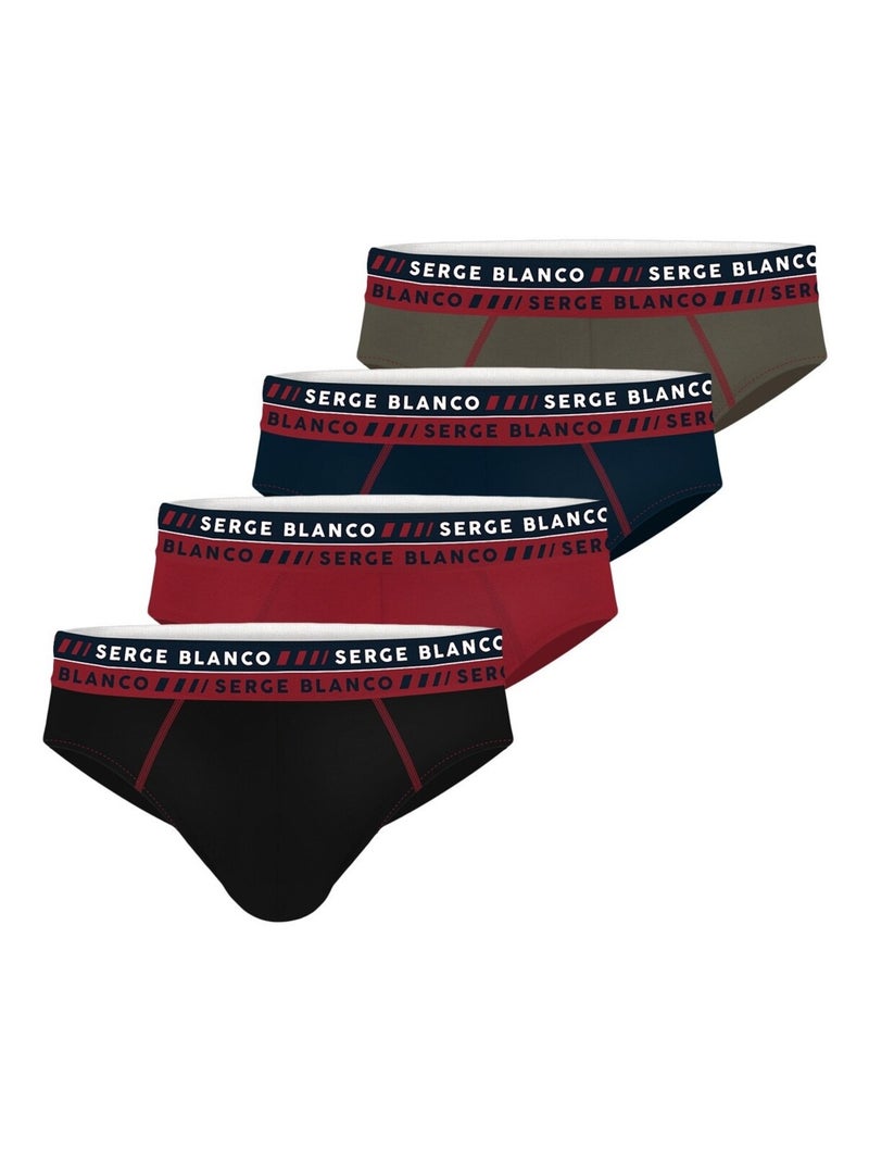 Lot de 4 slips homme en coton French Serge Blanco Noir Rouge Bleu - Kiabi