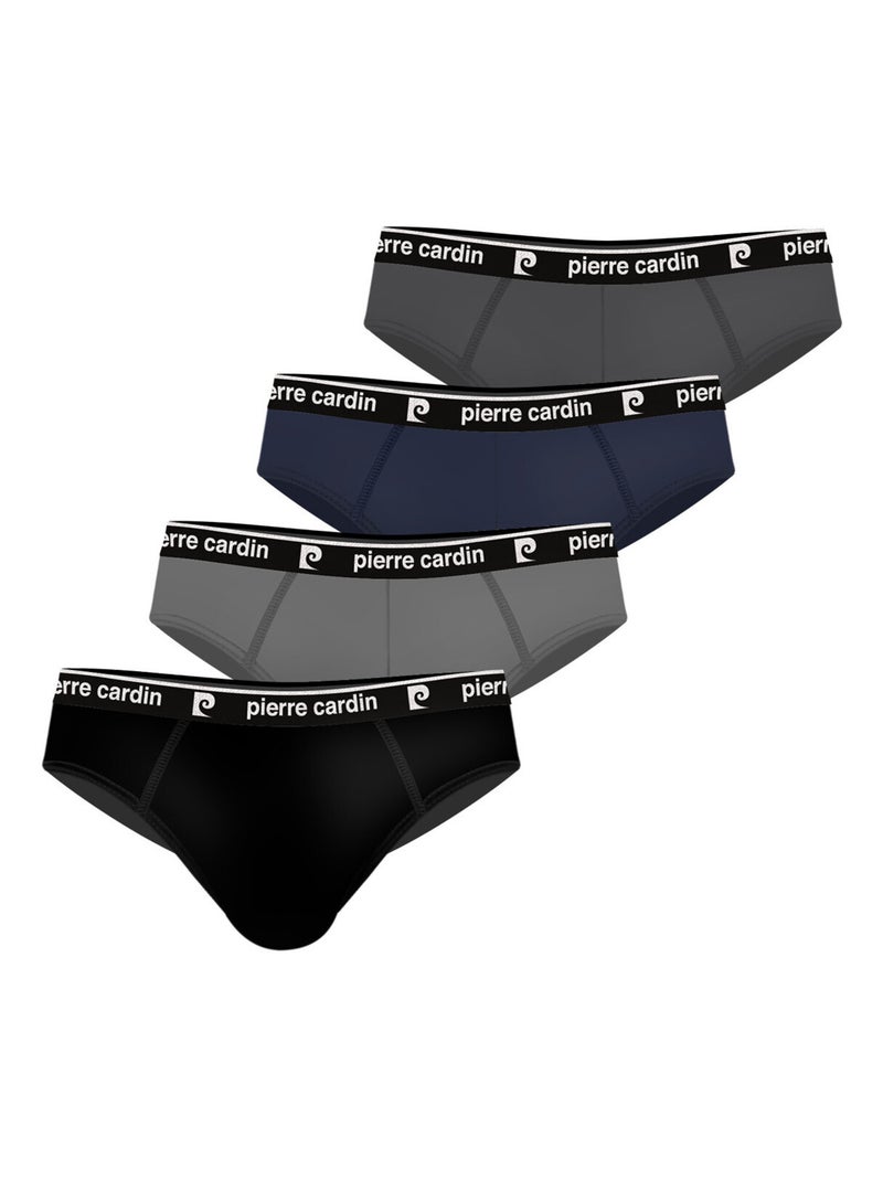 Lot de 4 Slips homme en coton Pierre Cardin Noir Bleu - Kiabi