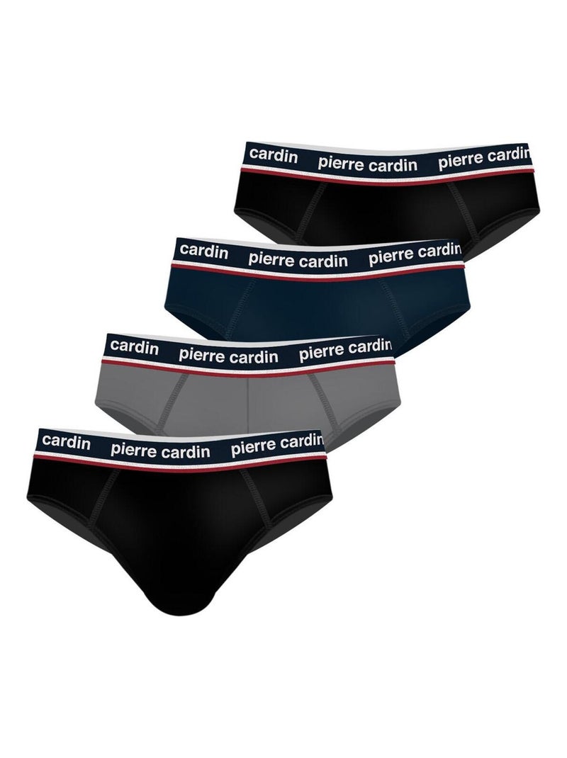 Lot de 4 slips homme en coton Uni French Pierre Cardin Noir - Kiabi