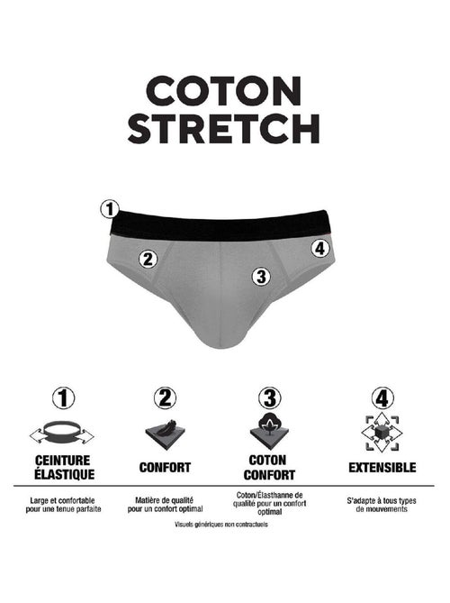Lot de 4 slips homme en coton Uni French Pierre Cardin - Kiabi