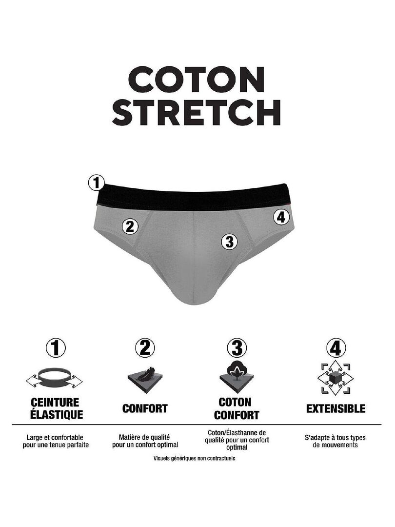 Lot de 4 slips homme en coton Uni French Pierrecardin Noir Kiabi