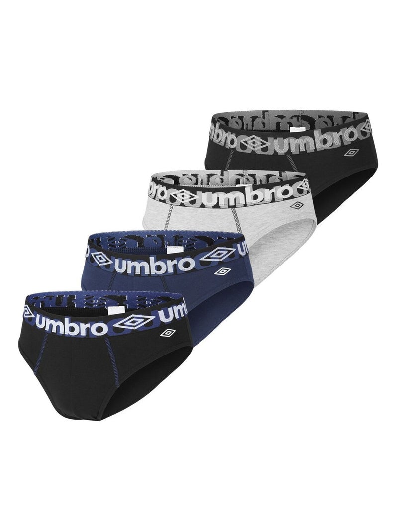 Lot de 4 slips homme en coton Uni Umbro Noir Bleu - Kiabi