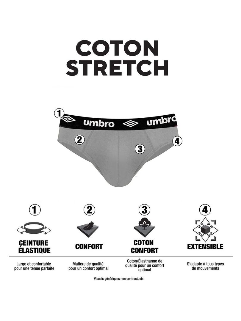 Lot de 4 slips homme en coton Uni Umbro Noir Kiabi 28.90€