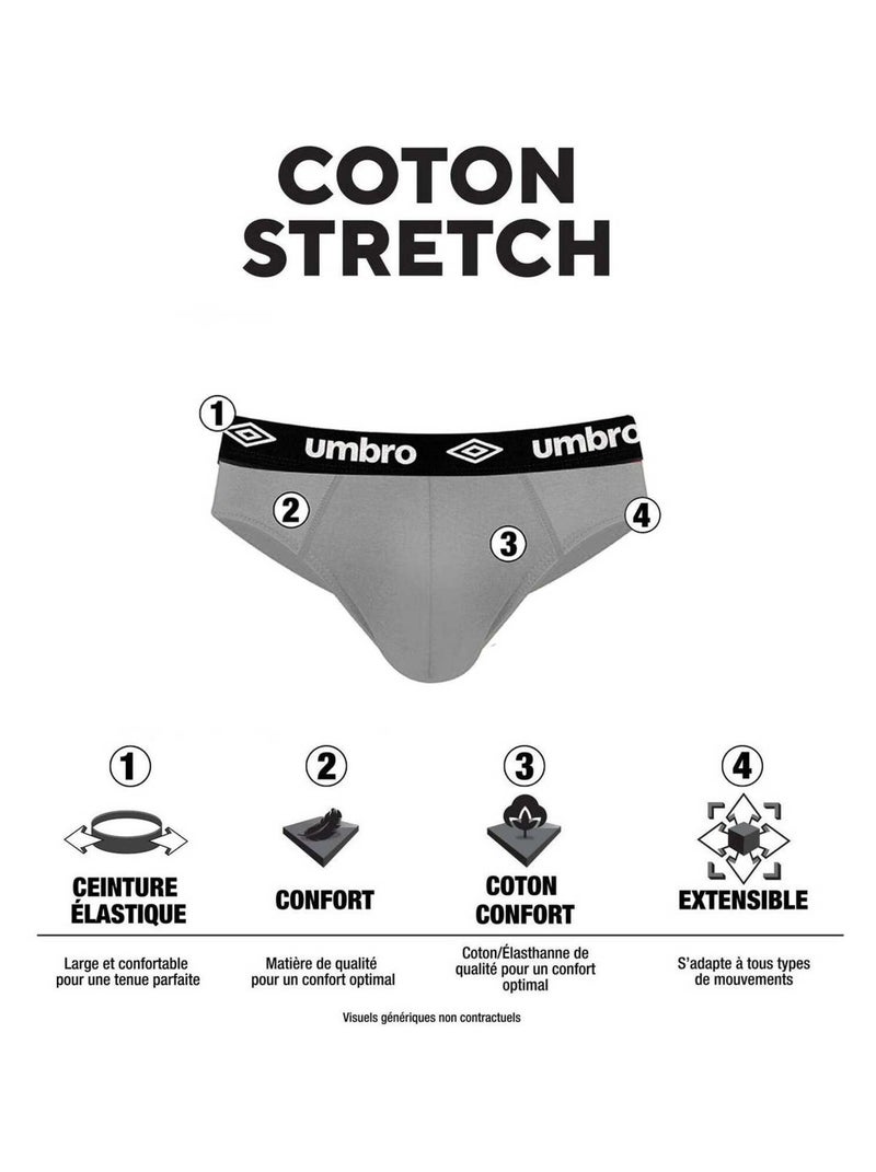 Lot de 4 slips homme en coton Uni Umbro Noir - Kiabi