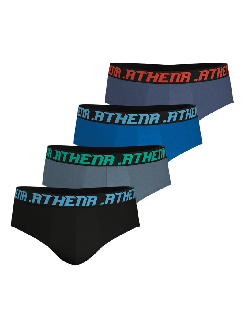 Lot de 4 slips homme My Petits Prix Athena Noir Bleu Gris - Kiabi